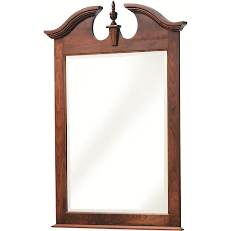 Dresser Mirror with Beveled Edge and Decorative Top Detailing